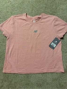 New Balance Women's Dusty Rose Short Sleeve Logo Tee